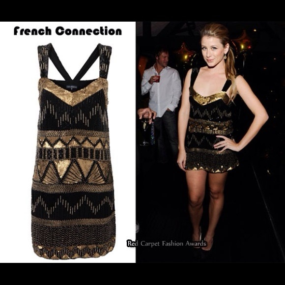 French Connection Sequin Black and Gold Dress size 0 - Picture 3 of 3